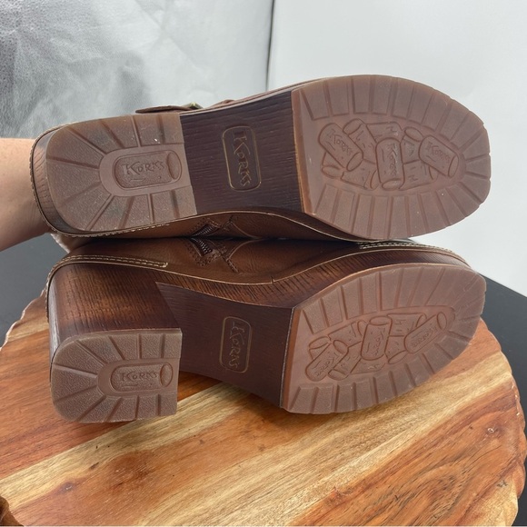 Korks Stacy Platform Ankle Boot Bootie Size 9.5 Burnished Dark Brown Buckle Boho - Picture 6 of 10